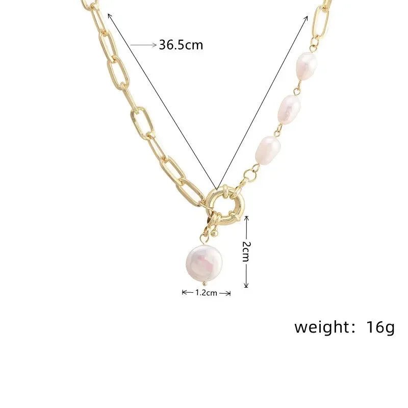 Collar Dorado con Perla - Belleza Unica